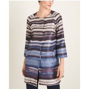 NWT Chico's topper watercolor print snap closure 3/4 sleeve relax fit Jacket 3